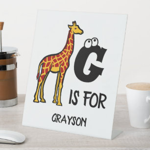 Signe De Table Custom monogram G is for Giraffe cute giraffes