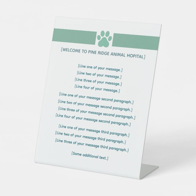 Signe De Table Custom VET Office 8x10 Desk Display Pedestal Sign (Recto)