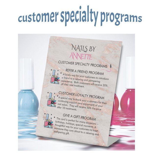 Signe De Table * Customer Reward Programs Nail Salon Manicurist  (Créateur téléchargé)