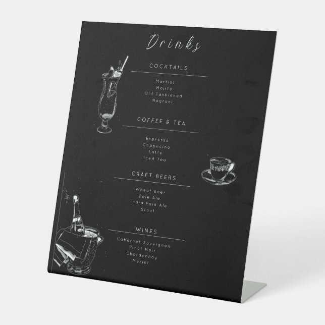 Signe De Table Customizable Wedding Drinks Menu Sign (Recto)