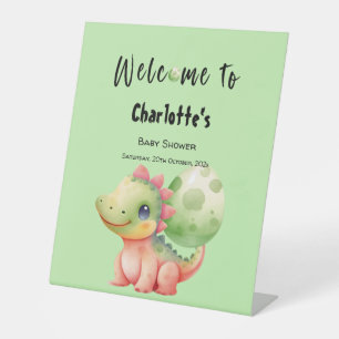 Signe De Table Cute Aquarelle Bébé Dinosaur Baby shower Bienvenue
