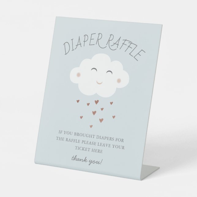 Signe De Table Cute Baby shower Nuageux Saupoudrer la couche Raff (Recto)