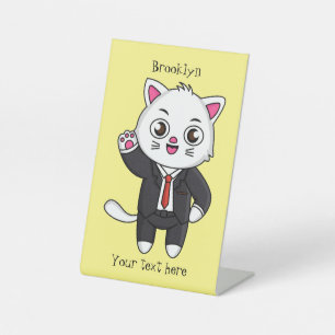 Signe De Table Cute chaton chat en costume d'affaires dessin anim
