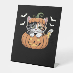 Signe De Table Cute chaton Halloween dans un T-shirt classique Ci