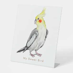 Signe De Table Cute Cockatiel Aquarelle Parrot.