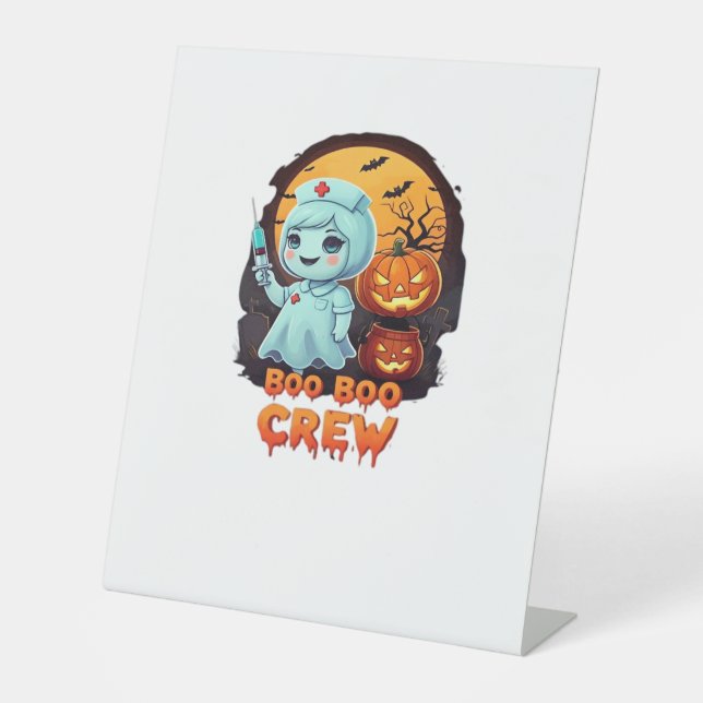 Signe De Table Cute Ghost Nurse - Boo Boo Crew Halloween Fun Clas (Recto)