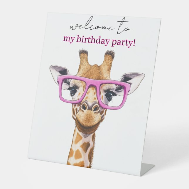 Signe De Table  Cute Giraffe with Pink Glasses (Recto)