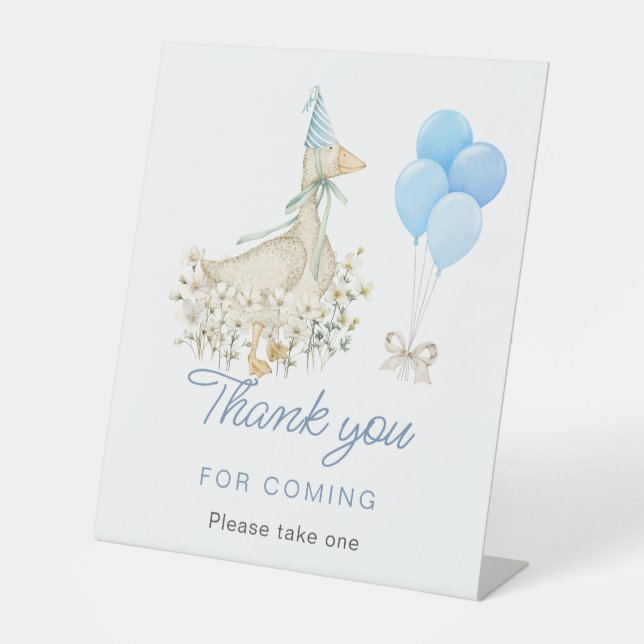 Signe De Table Cute Goose Boy Baby shower Merci pour venir (Recto)