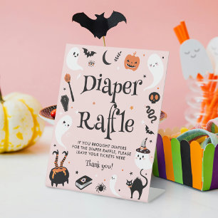 Signe De Table Cute rose Halloween Baby shower Déchets Raffle