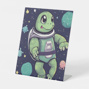 Signe De Table Cute Turtle Astronaut Space Party Display Stand