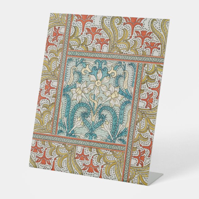 Signe De Table Daffodique chintz papier peint à fleurs Art nouvea (Recto)