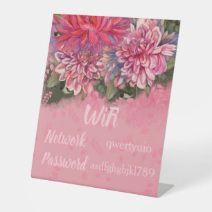 Signe De Table dahlias fleurs Présentoir Sign