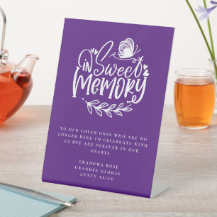 Signe De Table Dans le Mariage mémorial de script doux violet