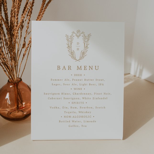 Signe De Table DAPHNE Classic Gold White Mariage Bar Menu Sign (DAPHNE Classic Gold White Wedding Bar Menu Sign)