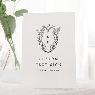 Signe De Table DAPHNE Vintage noir blanc élégant mariage personna