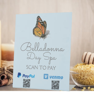 Signe De Table Day Spa Papillon Scan To Pay Code QR personnalisé