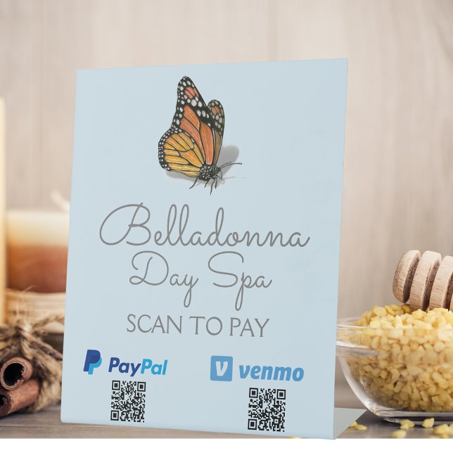 Signe De Table Day Spa Papillon Scan To Pay Code QR personnalisé (Créateur téléchargé)