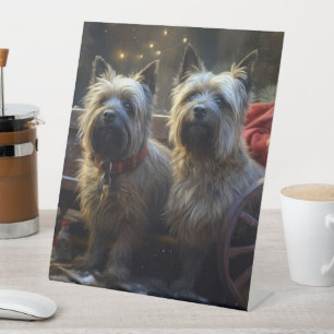 Signe De Table Décor de Noël de Cairn Terrier Snowy Sleigh