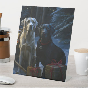 Signe De Table Décoration de Noël Chien de Traîneau enneigé Labra