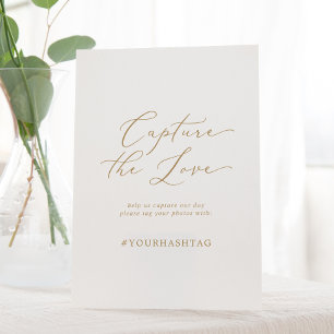 Signe De Table Délicat Gold Capture Le Hashtag Mariage d'amour