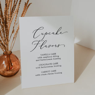 Signe De Table Délicat noir Calligraphie Mariage Cupcake Saveurs