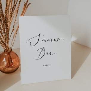 Signe De Table Delicate Black Calligraphy Mariage S'mores Bar