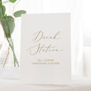 Signe De Table Delicate Gold Calligraphy Mariage Drink Station