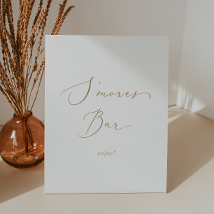 Signe De Table Delicate Gold Calligraphy Mariage S'mores Bar