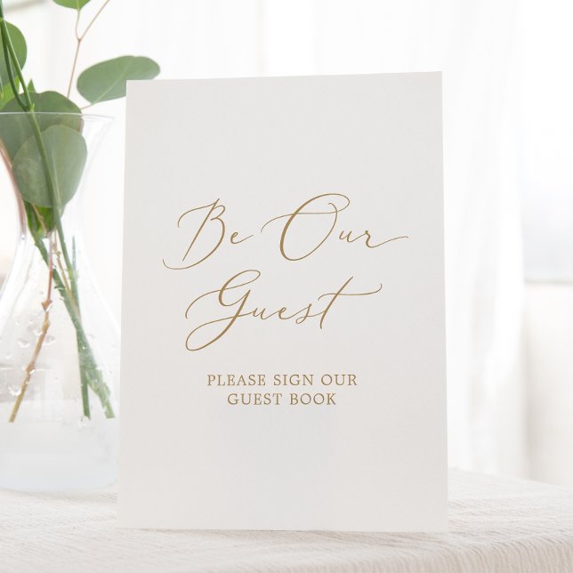 Signe De Table Delicate Gold Calligraphy Soyez Notre Livre D'Invi (Créateur téléchargé)