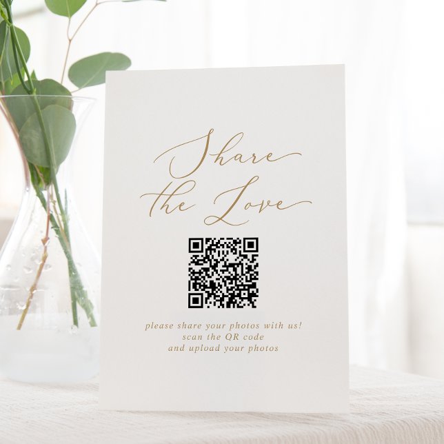 Signe De Table Delicate Gold Share The Love QR Code Mariage (Créateur téléchargé)