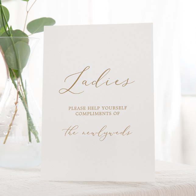 Signe De Table Delicic Gold Calligraphy Mariage Dames Salle de ba (Créateur téléchargé)