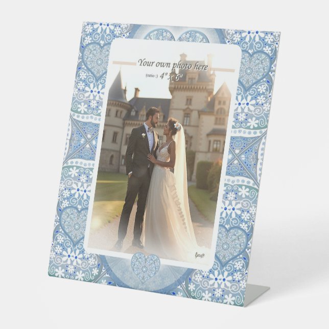 Signe De Table Dentelle en céramique bleu clair (Recto)