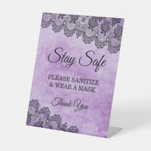 Signe De Table Dentelle noire violet Mariage gothique Sécurité