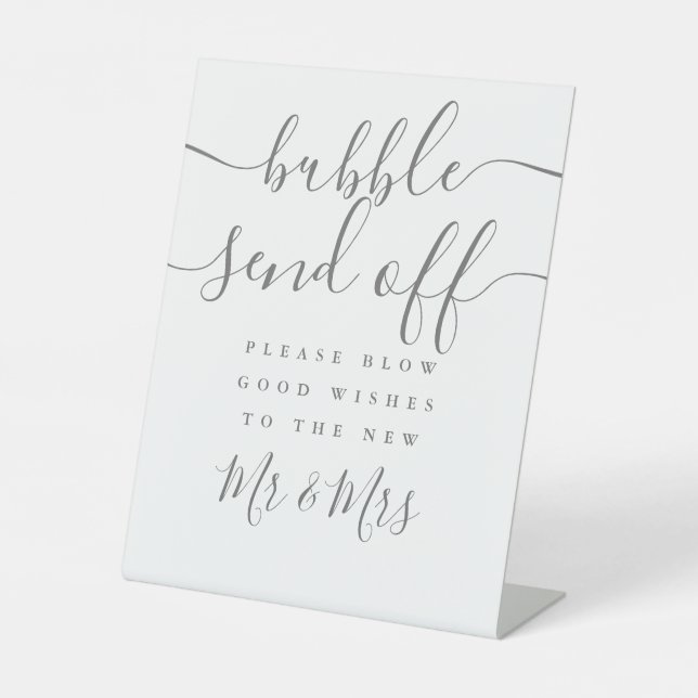 Signe De Table Départ de bulle Chic Gris Script (Recto)