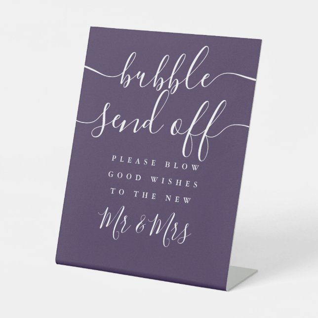 Signe De Table Départ de bulle violette Chic Script (Recto)