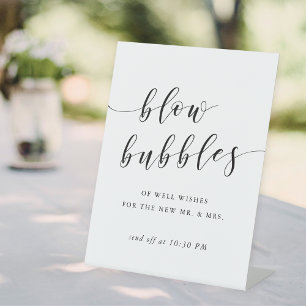 Signe De Table Départ de mariage avec bulles de calligraphie mode