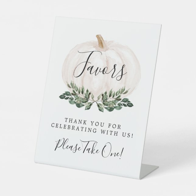 Signe De Table Des Favoris Rustiques Des Citrouilles Blancs S'Il  (Recto)