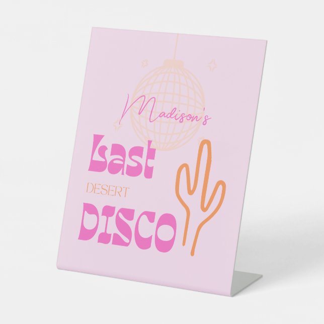 Signe De Table Desert Disco Bachelorette Party Rose & Orange (Recto)