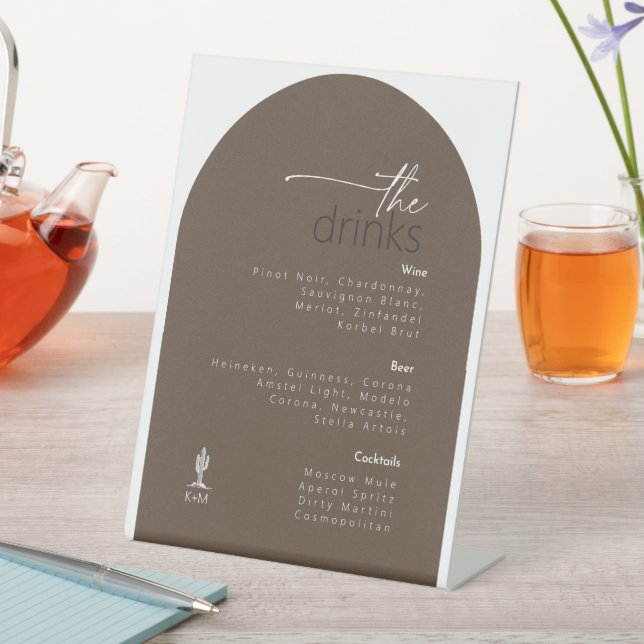 Signe De Table Desert Vibes Mariage Drink Menu ID1019 (In SItu)