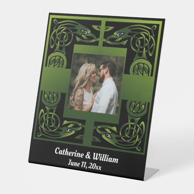 Signe De Table Design Celtique irlandais traditionnel vert (Recto)