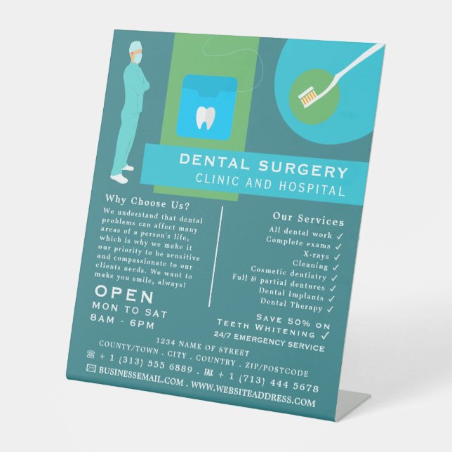 Signe De Table Design Dentiste tendance, Dentistère, Amateur Dent (Recto)