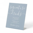 Design Dusty Blue Script Mariage Signature Boisson