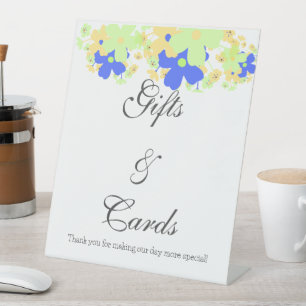 Signe De Table Design floral élégant jaune vert bleu