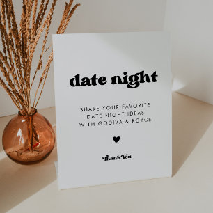 Signe De Table Design rétro noir & blanc Date idées nuit