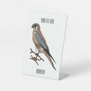 Signe De Table dessin animé d'oiseau-kestrel américain