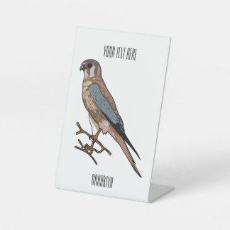 Signe De Table dessin animé d'oiseau-kestrel américain
