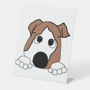 Signe De Table dessin humoristique bulldog rouge et blanc