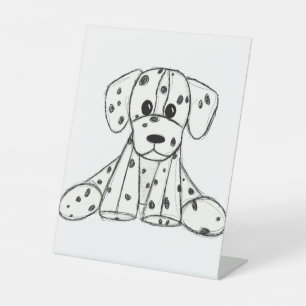 Signe De Table Dessin simple de contour de chien en peluche dalma