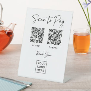Signe De Table Deux façons de payer   Code QR scannable de script