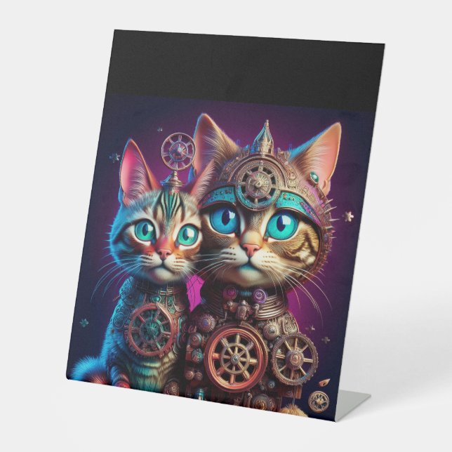 Signe De Table Deux Pots de chatons Steampunk (Recto)